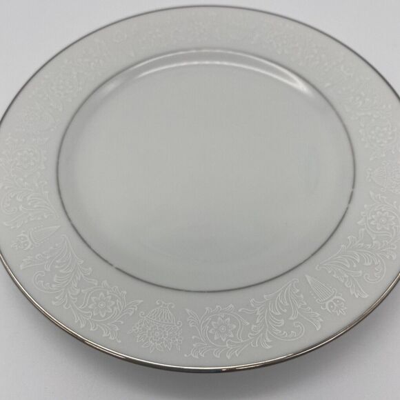 4 Vtg Crown Victoria Fine China Lovelace 6 1/2" Small Bread Plates Silver Trim - Picture 5 of 12